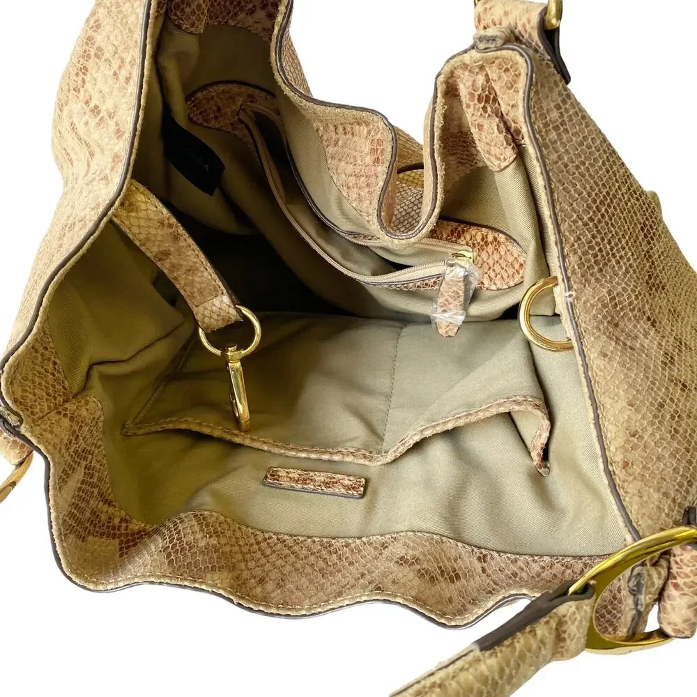 G.I.L.I Leather Snake Print Hobo Tote Shoulder Bag Purse